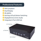 StarTech.com SV431DPDDUA2 DisplayPort KVM, 4 Port, 4K 60Hz, Dual Monitor KVM, DisplayPort Switch, Desktop KVM Switch
