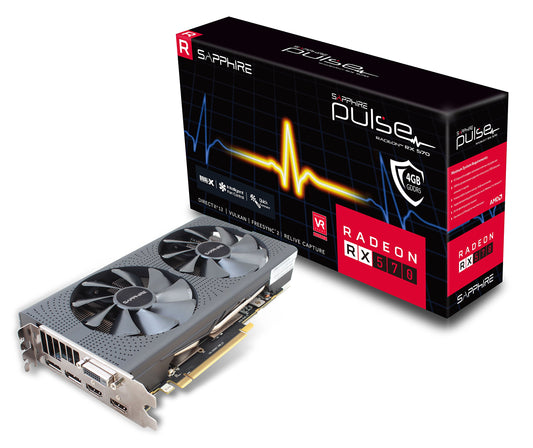 Sapphire Technology Technology 11266-04-20G Radeon Pulse RX 570 4GB GDDR5 Dual HDMI/ DVI-D/ Dual DP OC with Backplate (UEFI) PCI-E Graphics Card