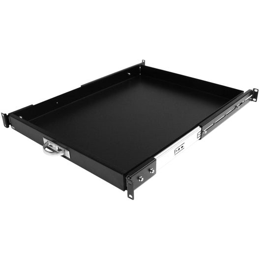 StarTech.com 1U Sliding Server Rack Mount Keyboard Shelf Tray - 55lbs - 22" Deep Steel Pull Out Drawer for 19" AV, Network Equipment Rack (SLIDESHELFD)