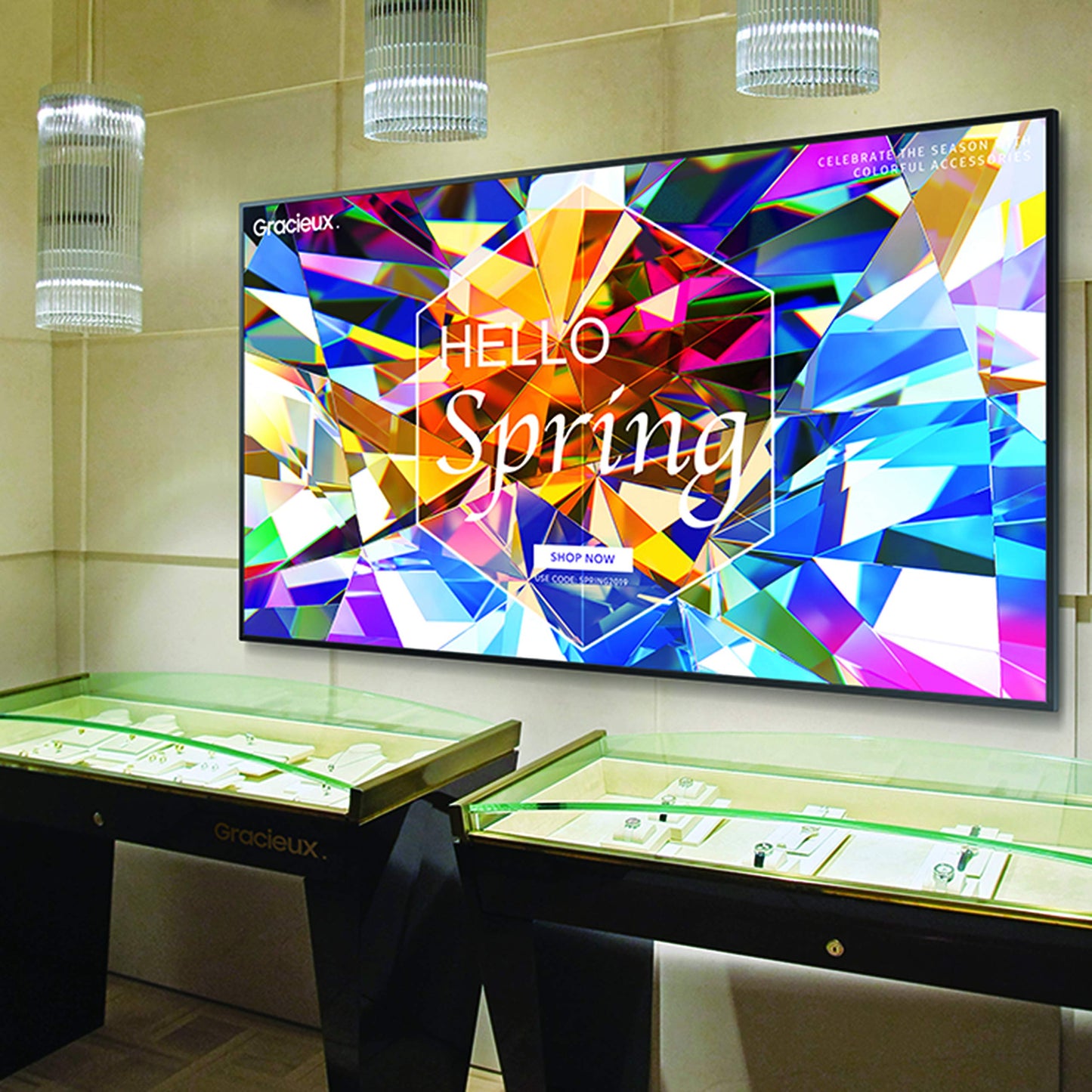Samsung QB55R 55 inch 4K UHD 3840x2160 LED Commercial Signage Display for Business with HDMI, Wi-Fi, and 3-Year Warranty, 350 nit (LH55QBREBGCXZA)