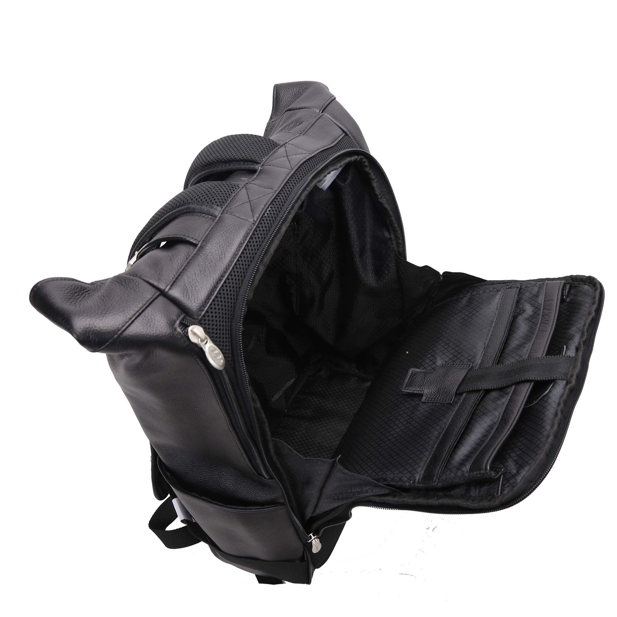 McKlein Pebble Grain Calfskin Leather, Dual Access Laptop Backpack, Black (88735)