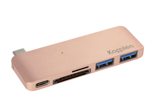 Type-C Hub with Power Delivery 2 superspeed USB 3.0 ports, 1 SD memory port, 1 microSD memory port for MacBook, Aluminum Alloy Build