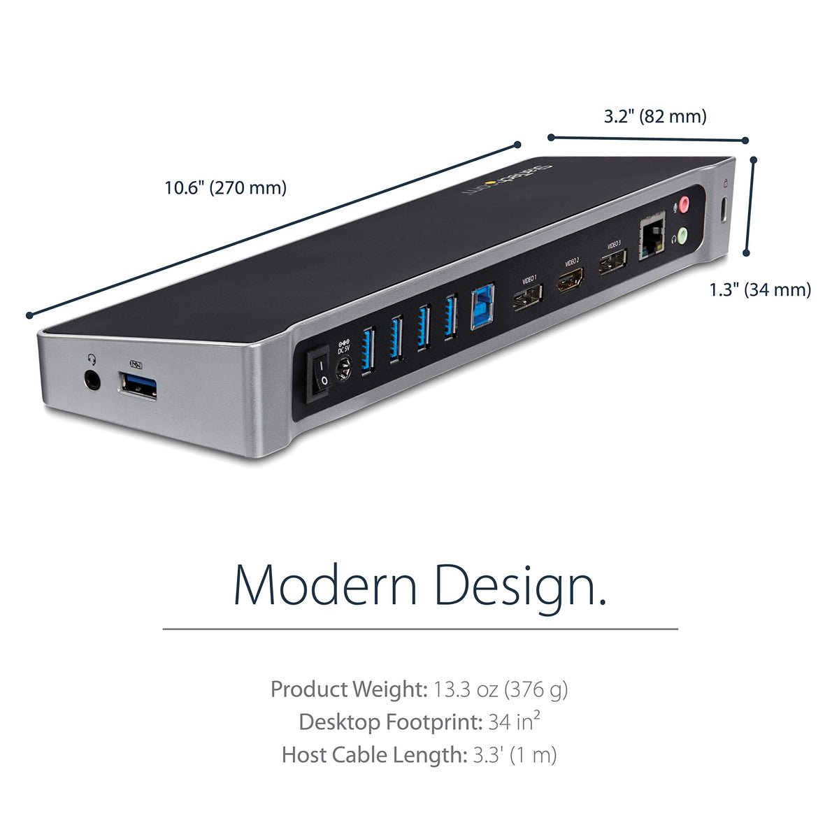 StarTech.com Triple Monitor USB 3.0 Laptop Docking Station - 4K HDMI, 2X DisplayPort - Universal USB Dock for Windows & Mac OS (USB3DOCKH2DP)