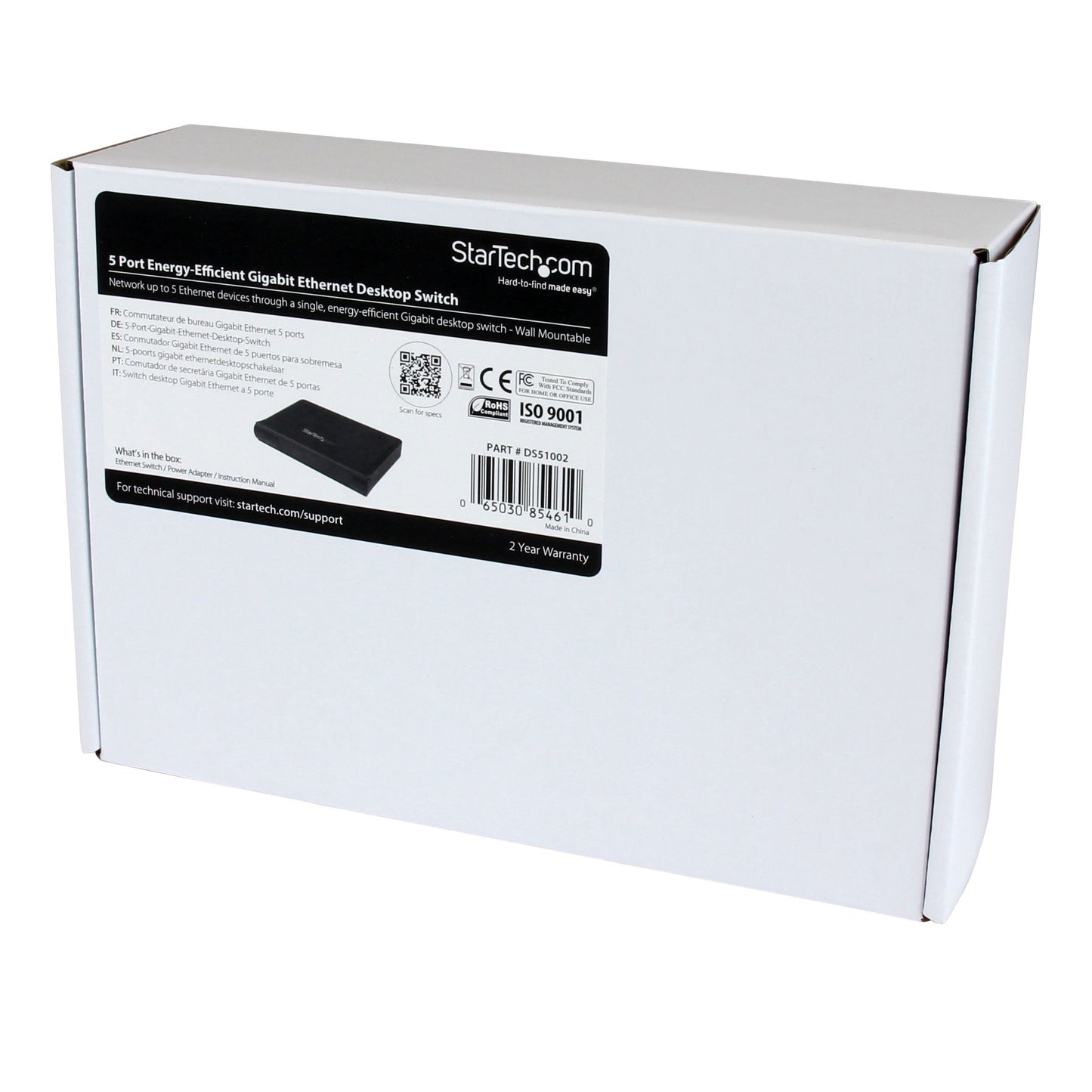 StarTech.com 5 Port Unmanaged Energy-Efficient Gigabit Ethernet Switch - Desktop / Wall Mount Network Switch - 802.3az Gigabit Switch (DS51002)