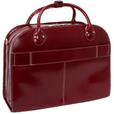 McKlein 96646 USA Roseville 15" Leather Fly-Through Checkpoint-Friendly Patented Detachable -Wheeled Ladies' Laptop Briefcase Red