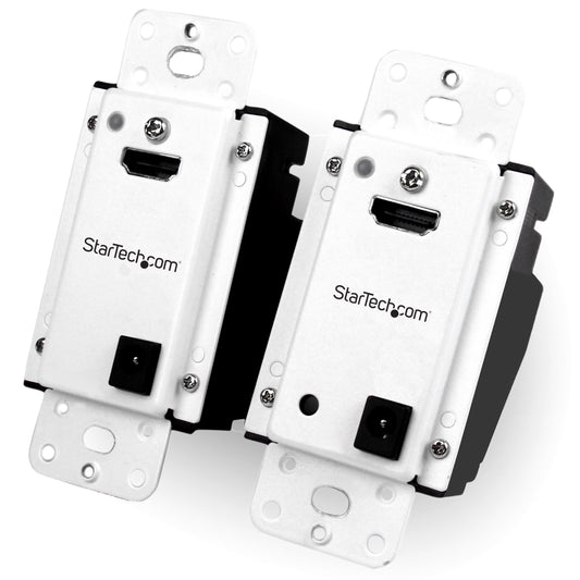 StarTech.com Wall Plate HDMI Over CAT5 Extender with Power Over Cable - HDMI CAT5 or CAT6 Audio Video Extender Kit - 1080p - 165ft (50m) (ST121HDWP)