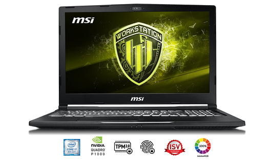 MSI WE63 8SI-291CA 15.6" FHD Mobile Workstation (i7 -8750H, Quadro P1000, 16GB, 256GB SSD Plus 1TB HDD, ISV Certified), Win 10 Pro