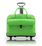 McKlein 96611 USA Lakewood 15" Leather Fly-Through Checkpoint-Friendly Patented Detachable -Wheeled Ladies' Laptop Briefcase Green
