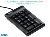 Kinesis Low Force Tactile Numeric Keypad for PC, Black, Usb With 2 Port Hub