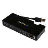 StarTech.com USB 3.0 to HDMI or VGA Adapter Dock - USB 3.0 Mini Docking Station w/USB, GBe Ports - Portable Universal Laptop Travel Hub (USB3SMDOCKHV)