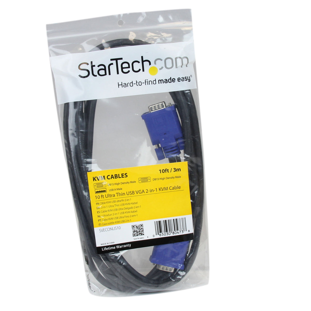 StarTech.com SVECONUS10 Ultra Thin USB VGA 2- Inch-1 KVM Cable
