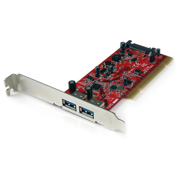 StarTech.com 2 Port PCI SuperSpeed USB 3.0 Adapter Card with SATA Power - Dual Port PCI USB 3 Controller Card (PCIUSB3S22)
