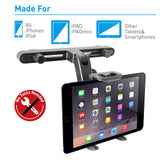 Macally Adjustable Car Seat Headrest Mount and Holder for Apple iPad Air/Mini, Samsung Galaxy Tab, Kindle Fire, Nintendo Switch, and 7" to 10" Tablets (HRMOUNT)