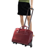 McKlein 94986 USA Willowbrook 15" Leather Patented Detachable -Wheeled Ladies' Laptop Briefcase Red