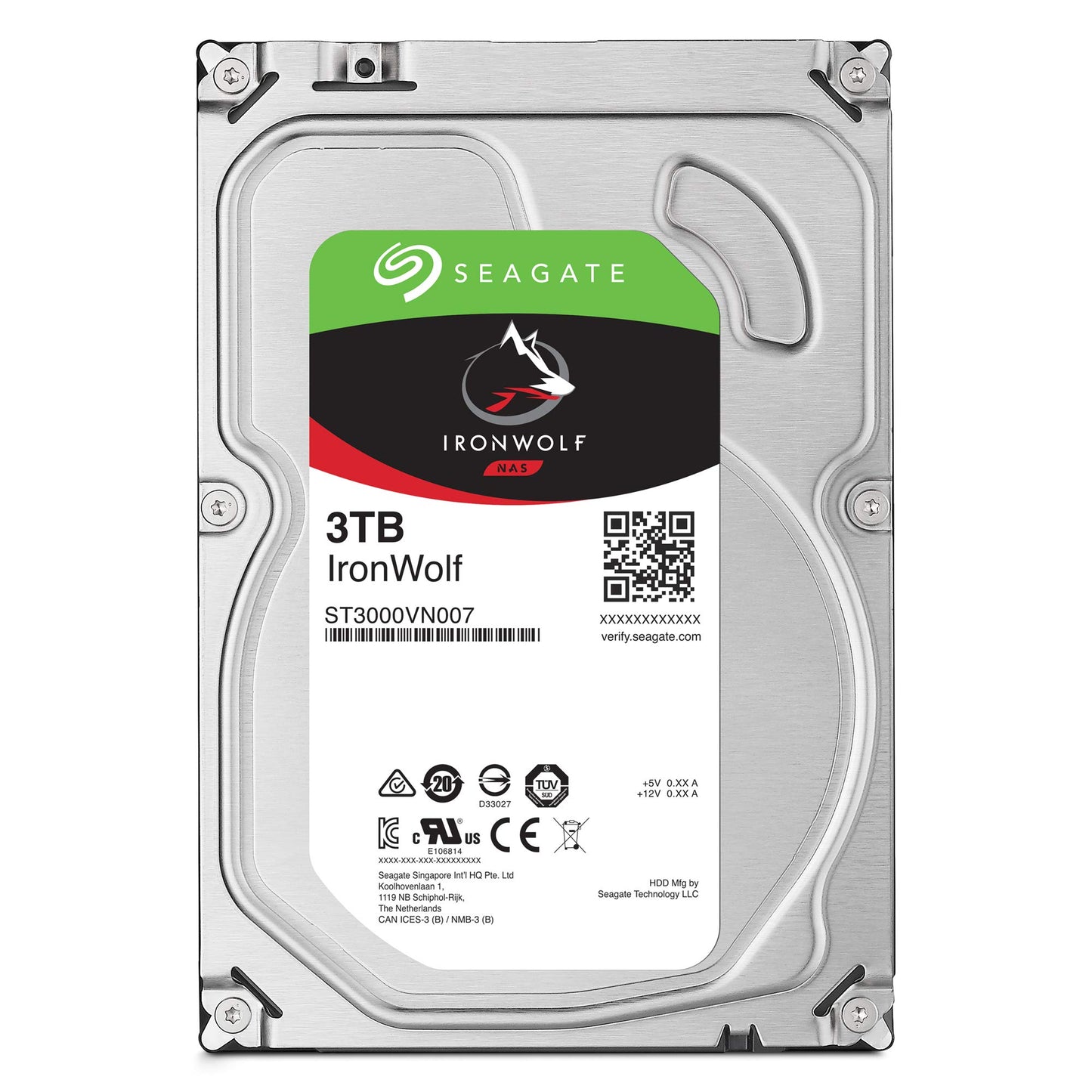 Seagate IronWolf 3TB NAS Internal Hard Drive HDD - 3.5 Inch SATA 6Gb/s 5900 RPM 64MB Cache for RAID Network Attached Storage (ST3000VN007)