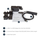 STARTECH USB312SAT3 USB 3.1 (10 Gbps) Adapter Cable for 2.5in and 3.5in SATA SSD/HDD Drives - Supports SATA III - Tool-free Cable-style Adapter, Black