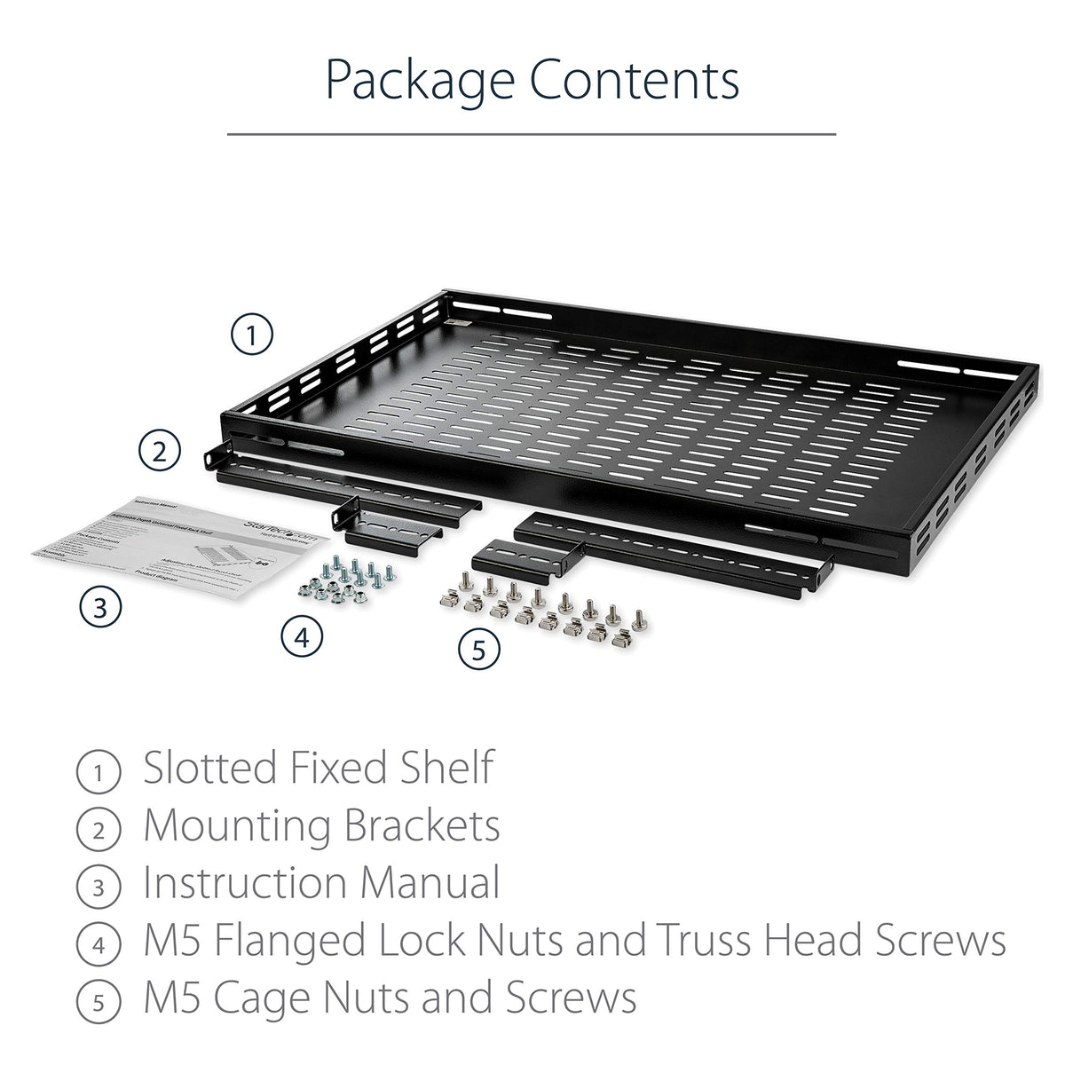 StarTech.com 1U Adjustable Vented Server Rack Mount Shelf - 175lbs - 19.5 to 38in Deep Universal Tray for 19" AV/Network Equipment Rack (ADJSHELF)