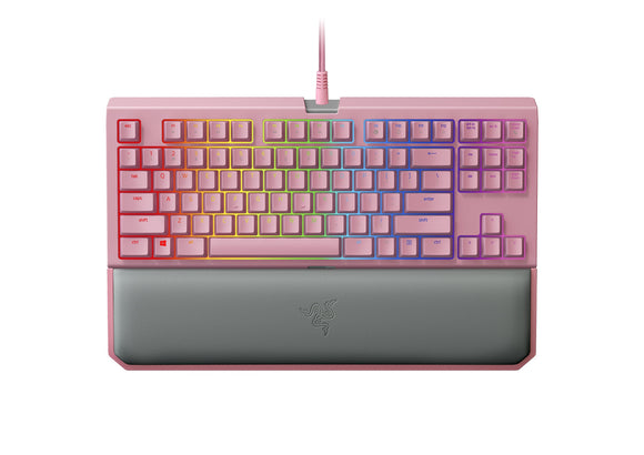 Open box Razer BlackWidow TE Chroma v2 Mechanical Gaming Keyboard: Green Key Switches - Tactile & Clicky - Chroma RGB Lighting - Magnetic Wrist Rest - Programmable Macro Functionality - Quartz Pink