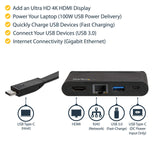 StarTech.com USB C Multiport Adapter with HDMI - 4K - Mac/Windows - 2X USB 3.0 1xC 1xA - 100W PD 3.0 - USB C Adapter - GbE (DKT30CHCPD)