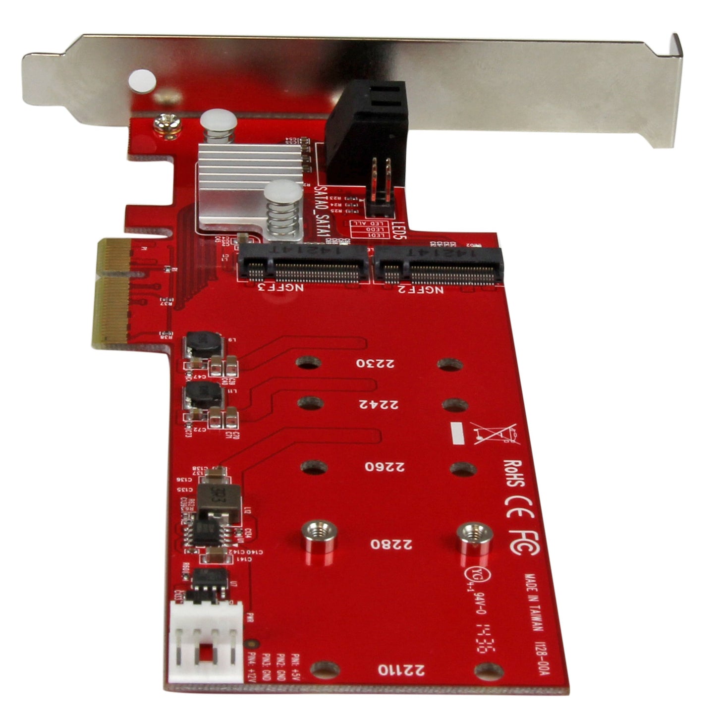 Startech.Com PEXM2SAT3422StarTech.Com 2x M.2 NGFF SSD RAID Controller Card Plus 2x SATA III Ports, PCIe