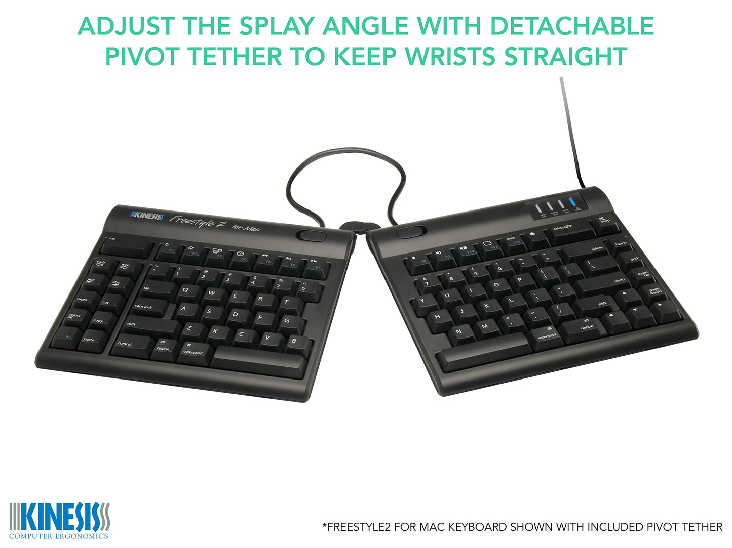 Kinesis Freestyle2 Keyboard for Mac, Us English Legending, Black, 9 Inch Maximum - KB800HMB-US