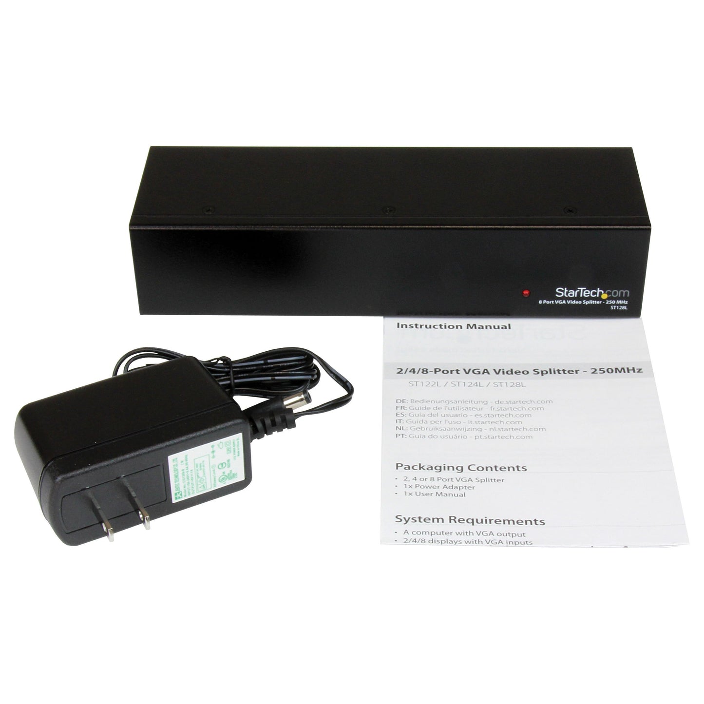 StarTech.com 8-Port VGA Video Splitter - 1x8 VGA Distribution Amplifier - VGA Splitter - 250 MHz (ST128L)