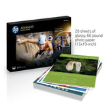 HP Photo Paper Advanced, Glossy, (13x19 inch), 20 sheets