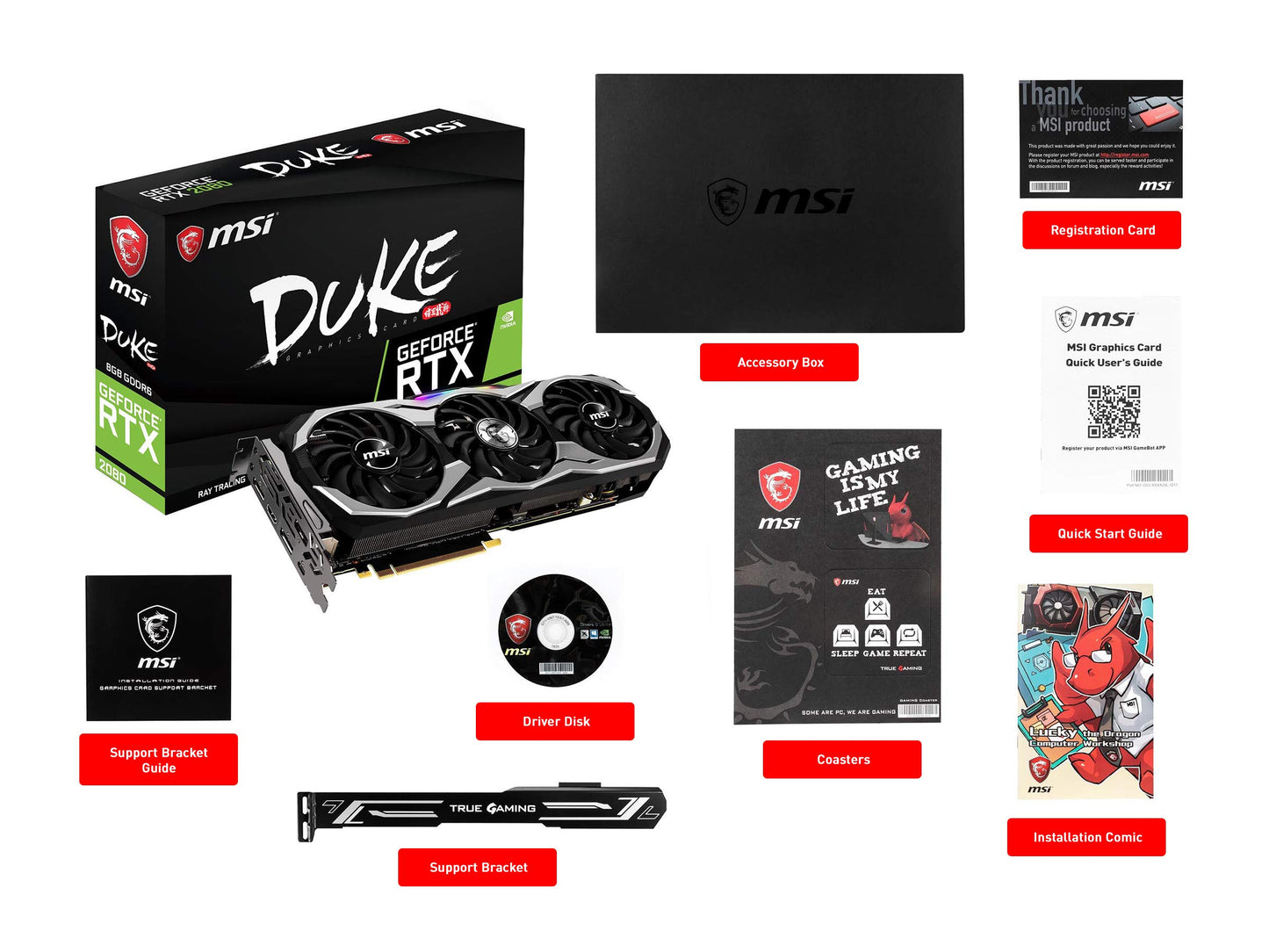 MSI Gaming GeForce RTX 2080 8GB GDRR6 256-bit VR Ready Graphics Card (RTX 2080 DUKE 8G OC)