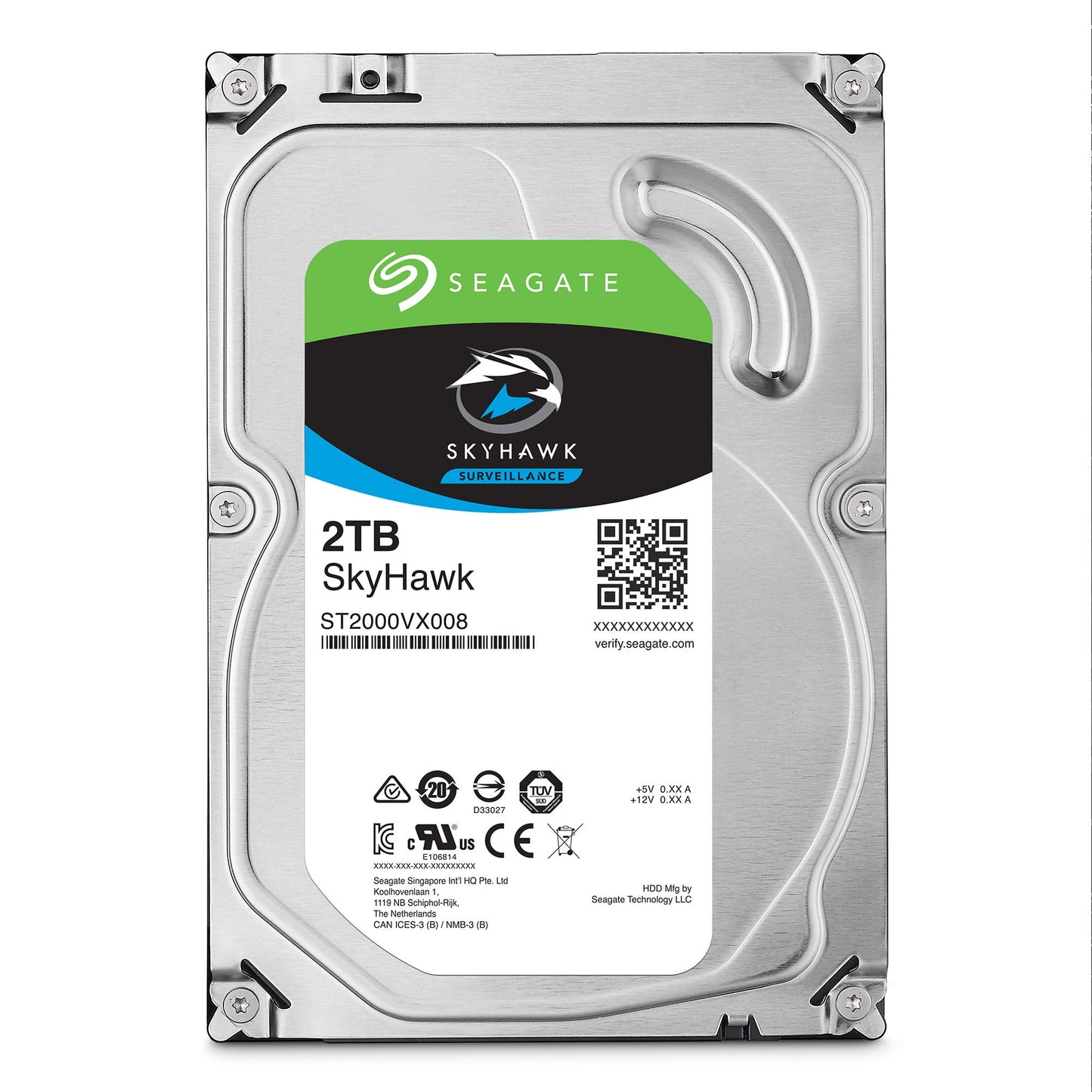 Seagate SkyHawk 2TB Surveillance Internal Hard Drive HDD - 3.5 Inch SATA 6Gb/s 64MB Cache for DVR NVR Security Camera System with Drive Health Management (ST2000VX008)