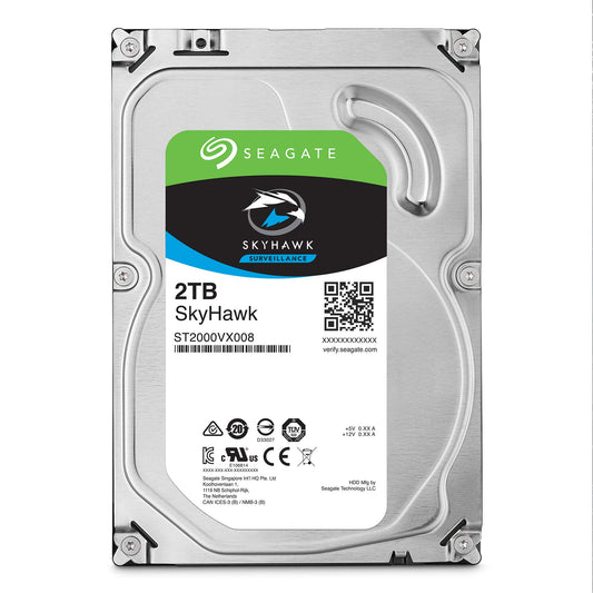 Seagate SkyHawk 2TB Surveillance Internal Hard Drive HDD - 3.5 Inch SATA 6Gb/s 64MB Cache for DVR NVR Security Camera System with Drive Health Management (ST2000VX008)