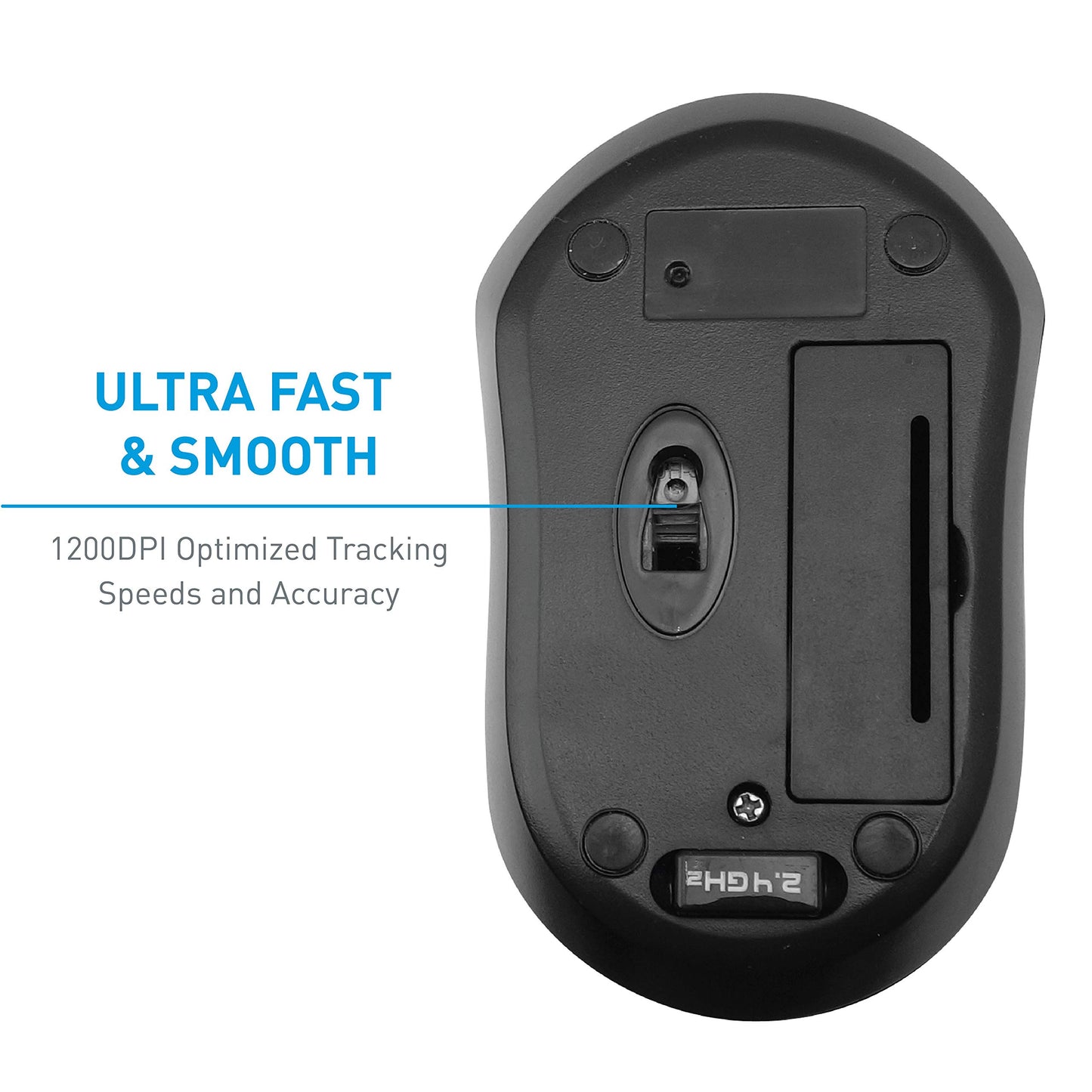Macally 2.4G Wireless Mouse with 3 Button, Smooth Scroll Wheel, Dongle Receiver, Compatible with Desktop Computer Windows PC, Apple MacBook Pro/Air, iMac, Mac Mini, Laptops (Black)