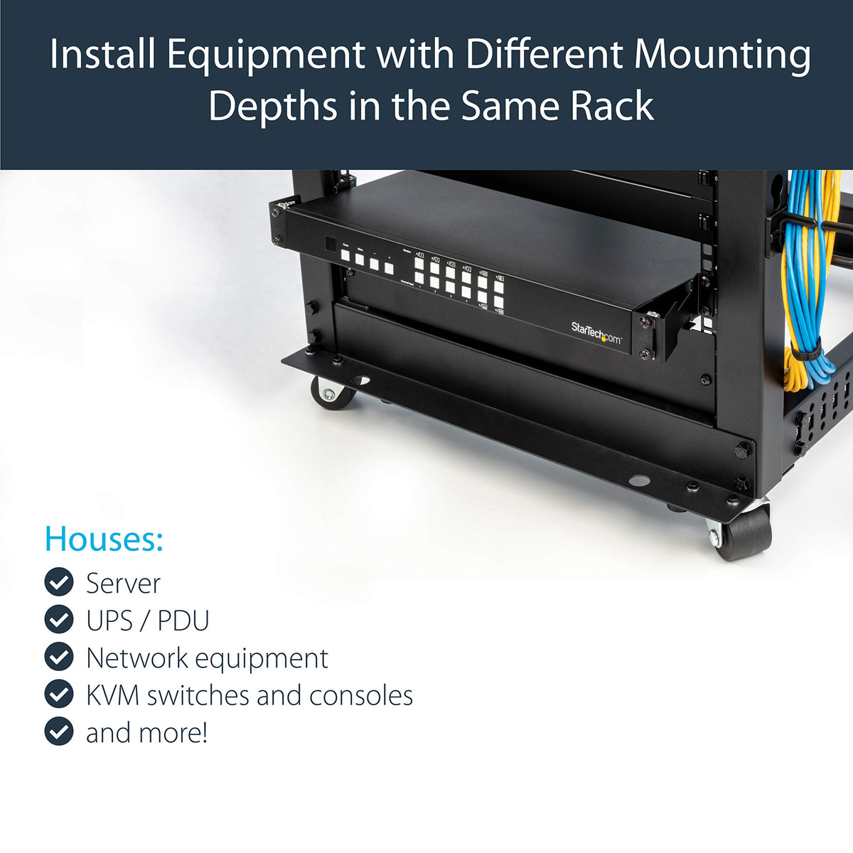 StarTech.com Rail Depth Adapter Kit for Server Racks - 4 in. (10 cm) Rack Extender - 1U (RDA1U)