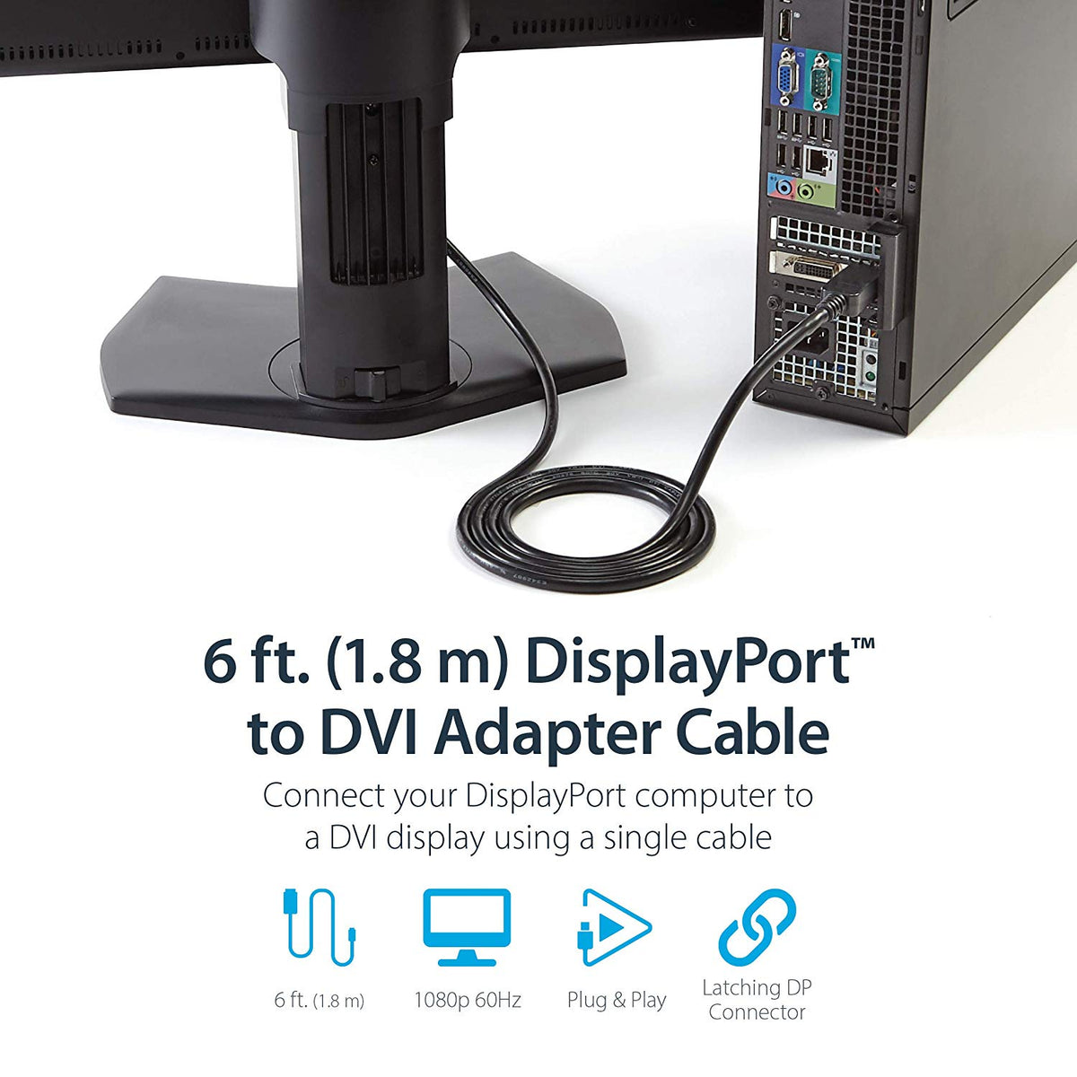 StarTech.com DisplayPort to DVI Video Adapter Converter Cable - M/M