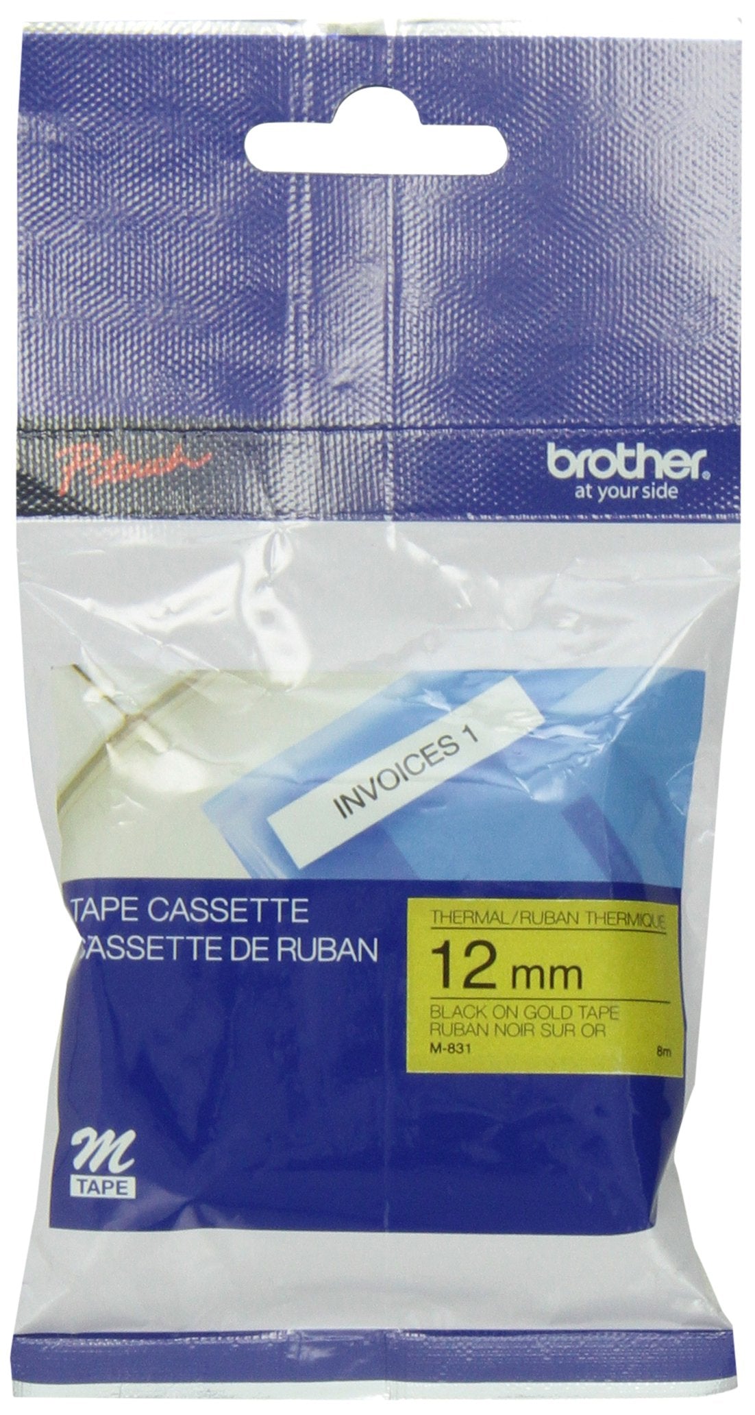 BROTHER M831 1/2 in. Black On Gold P-Touch Tape
