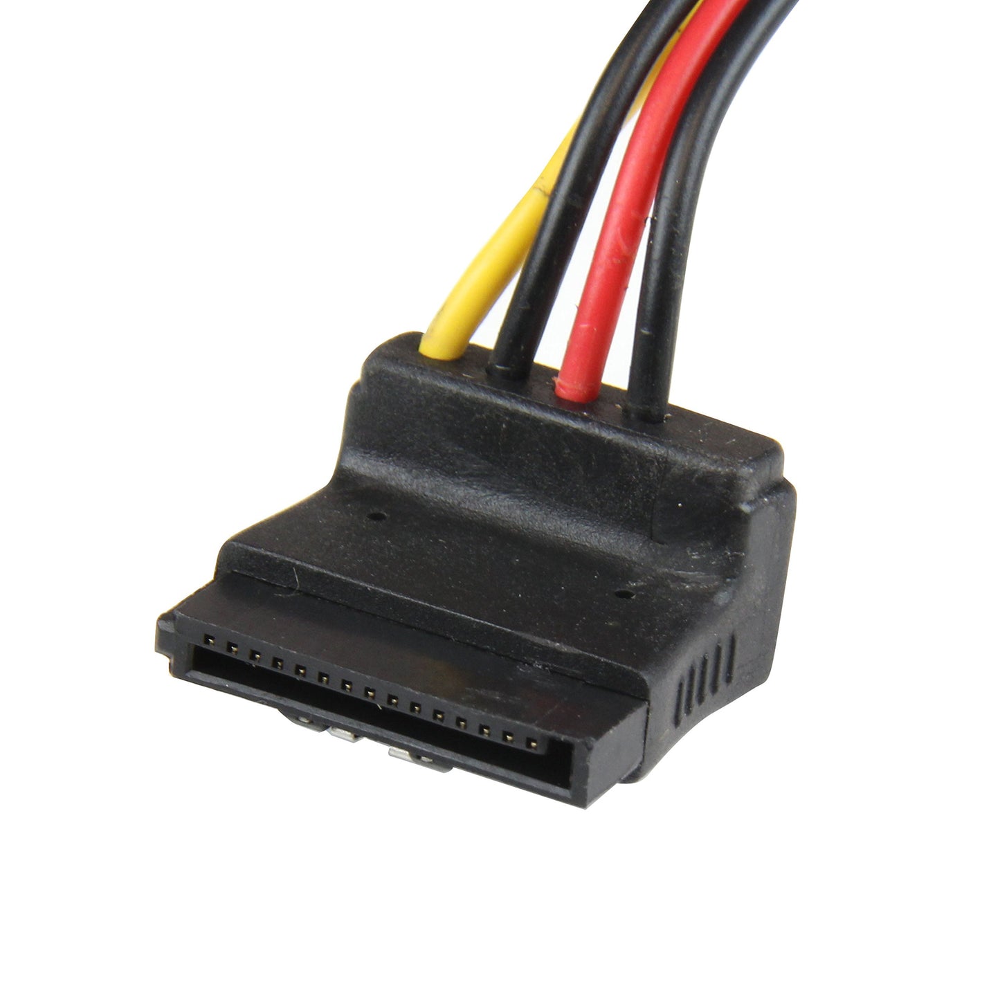 StarTech.com 12in LP4 to 2x Right Angle Latching SATA Power Y Cable Splitter - 4 Pin LP4 to Dual 90 Degree Latching SATA Y Splitter (PYO2LP4LSATR)