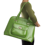 McKlein 96651 USA Avon 15" Leather Ladies' Laptop Briefcase Green