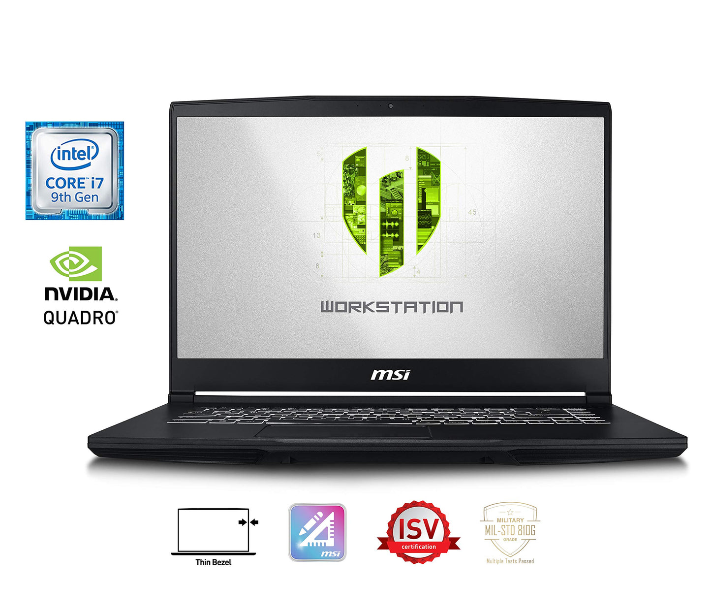 MSI WP65 9TH-433CA 15.6" FHD Mobile Workstation Intel Core i7-9750H Quadro P620 8GB 256G NVME SSD WIN10 Pro