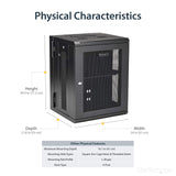 StarTech.com 15U Wall Mount Server Rack Cabinet - 4-Post Adjustable Depth (2" to 16") IT Data Equipment Enclosure w/ Cable Management -200lb/90kg (RK1520WALHM)