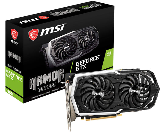 MSI GeForce GTX 1660 DirectX 12 6GB 192-Bit GDDR5 PCI Express 3.0 x16 HDCP Ready Video Card Model GTX 1660 Armor 6G OC