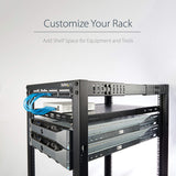 StarTech.com 1U Adjustable Vented Server Rack Mount Shelf - 175lbs - 19.5 to 38in Deep Universal Tray for 19" AV/Network Equipment Rack (ADJSHELF)