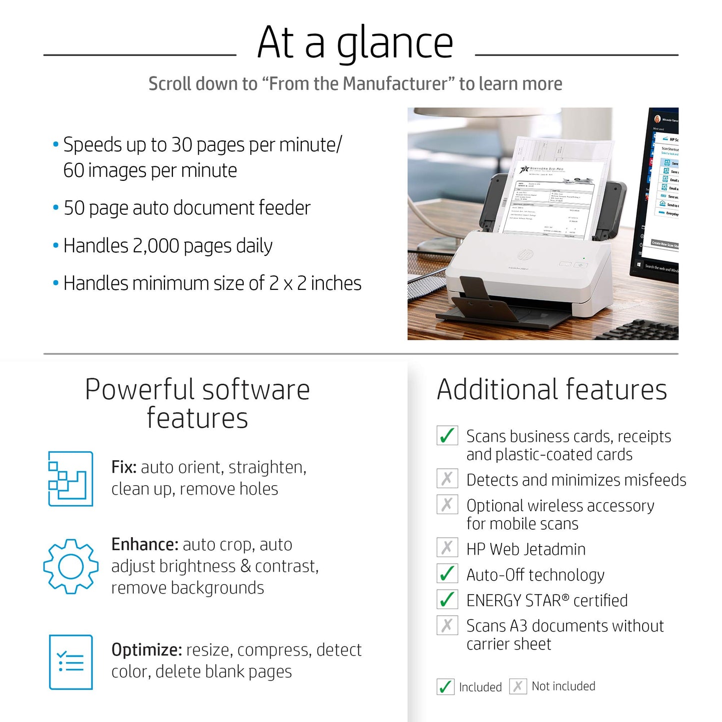 HP ScanJet Pro 2000 s1 Sheet-feed OCR Scanner