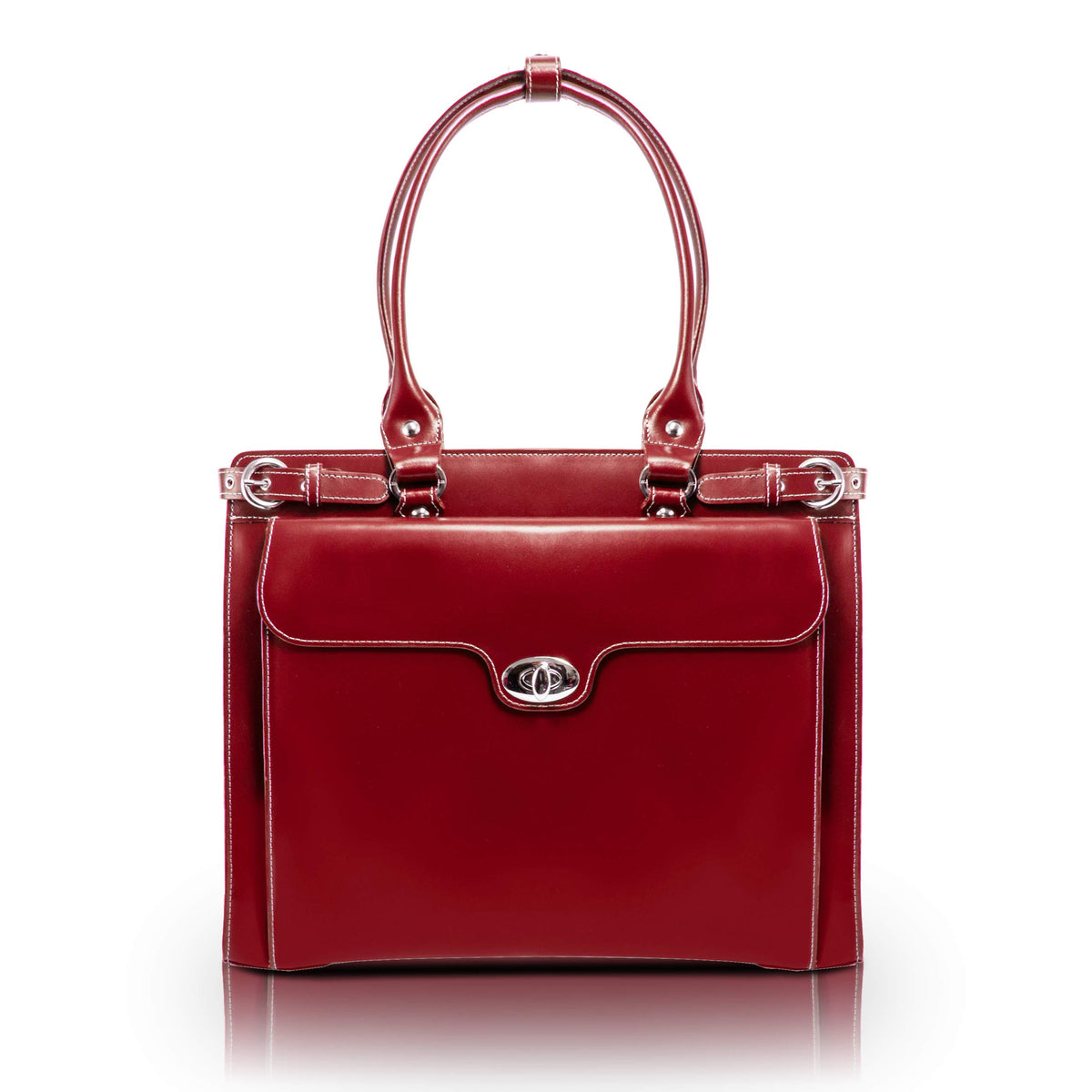 McKlein 94836 USA Winnetka 15" Leather Ladies' Laptop Briefcase Red