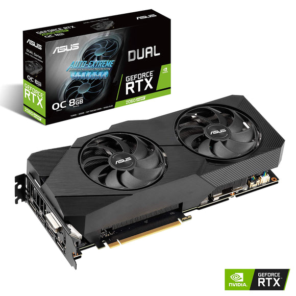 ASUS GeForce RTX 2060 Super Overclocked 8G EVO GDDR6 Dual-Fan Edition VR Ready HDMI DisplayPort DVI Graphics Card (DUAL-RTX2060S-O8G-EVO)