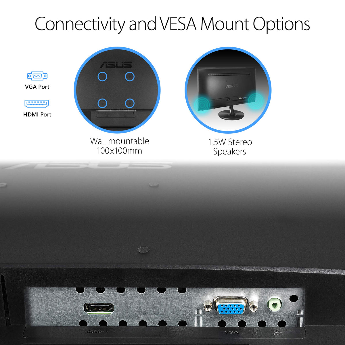 ASUS VP228HE 21.5" Full HD 1920x1080 1ms HDMI VGA Eye Care Monitor