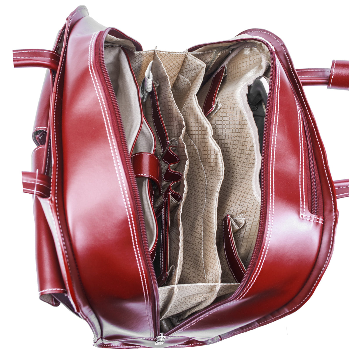 McKlein 96186A USA Davis 15" Leather Wheeled Ladies' Laptop Briefcase Red