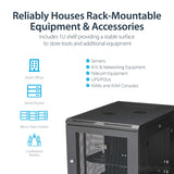 StarTech.com 12U Wall Mount Server Rack Cabinet - 4-Post Adjustable Depth (2.4" to 23.8") Network Equipment Enclosure w/ Cable Management  200lb/90kg (RK1232WALHM)