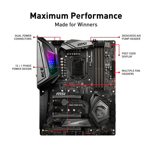 MSI MEG Z390 ACE LGA1151 (Intel 8th and 9th Gen) M.2 USB 3.1 Gen 2 DDR4 Wi-Fi SLI CFX ATX Z390 Gaming Motherboard