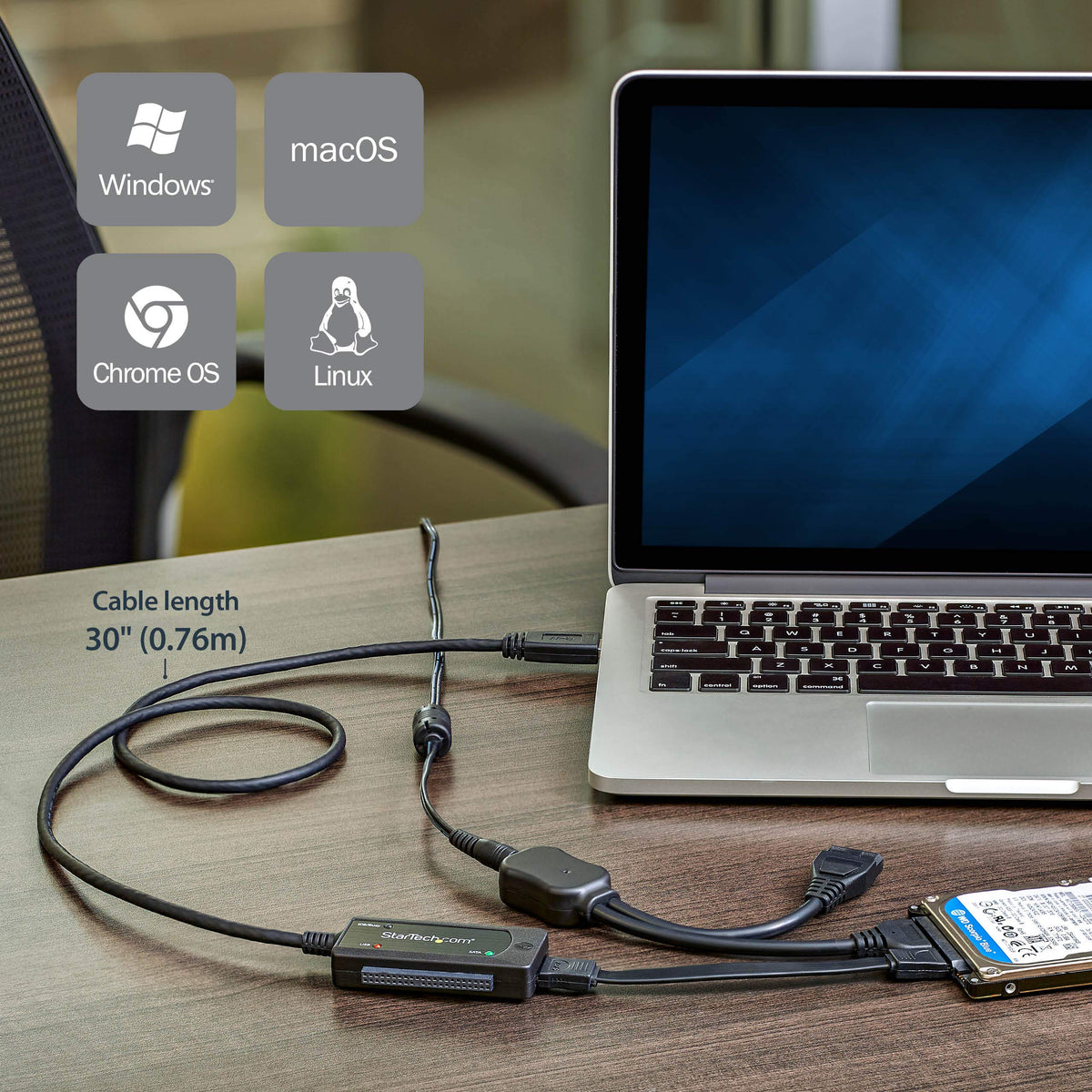 StarTech.com USB 3.0 to SATA IDE Adapter - 2.5in / 3.5in - External Hard Drive to USB Converter - Hard Drive Transfer Cable (USB3SSATAIDE)
