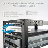 StarTech.com 1U Adjustable Vented Server Rack Mount Shelf - 175lbs - 19.5 to 38in Deep Universal Tray for 19" AV/Network Equipment Rack (ADJSHELF)