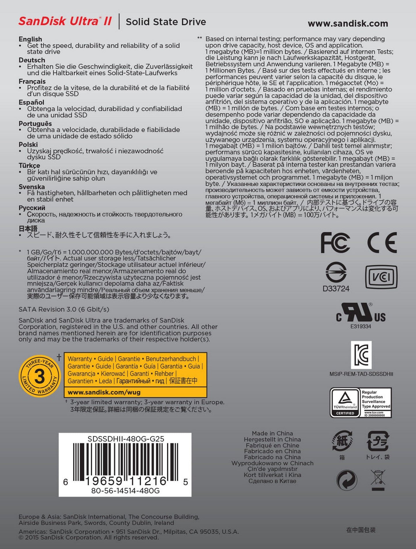 SanDisk Ultra II 480GB SATA III 2.5-Inch 7mm Height Solid State Drive (SSD) with Read Up To 550MB/s- SDSSDHII-480G-G25